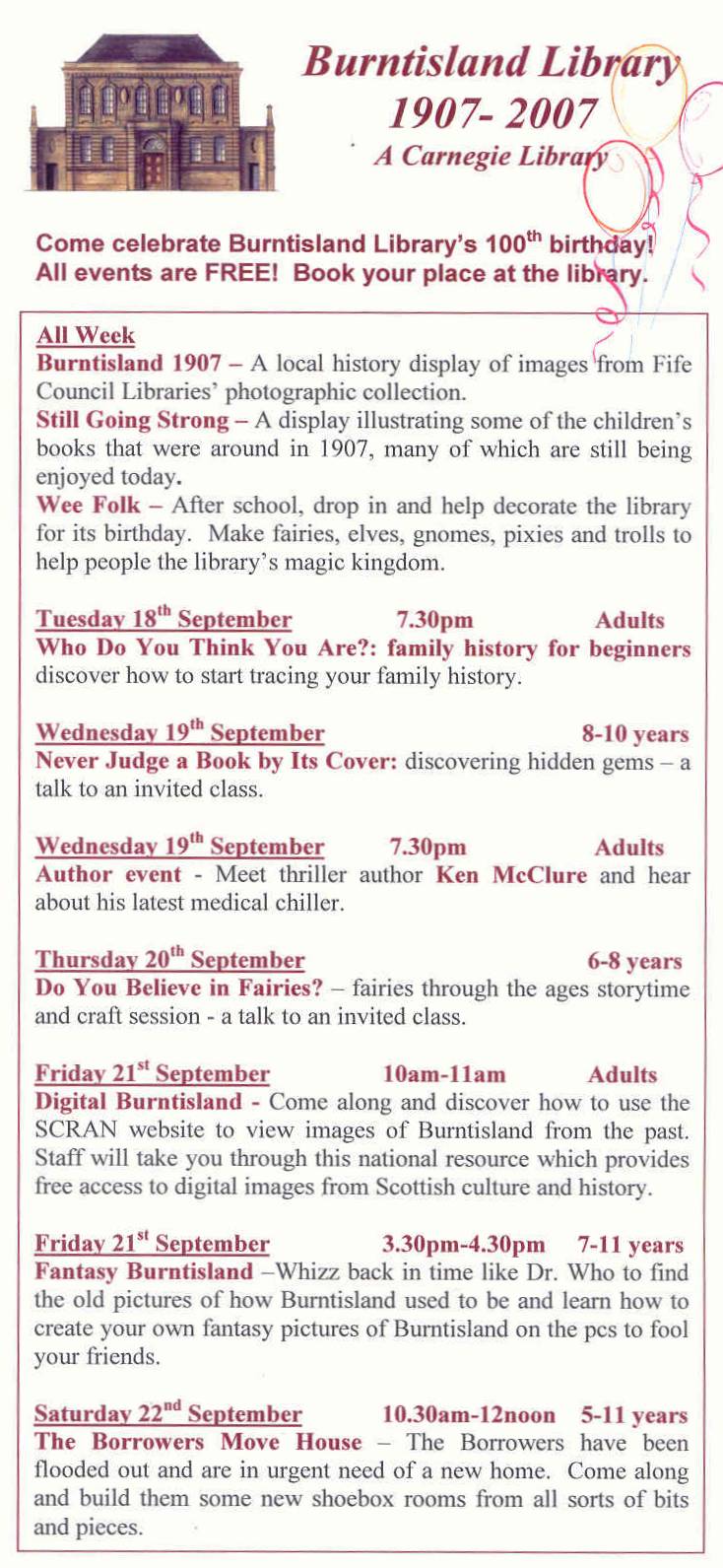 Library centenary programme